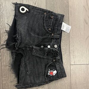 Levi’s custom Black Denim Shorts with Cartoon Patch